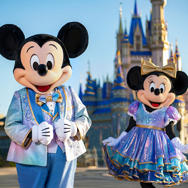 Mickey Mouse and Minnie Mouse at the Magic Kingdom